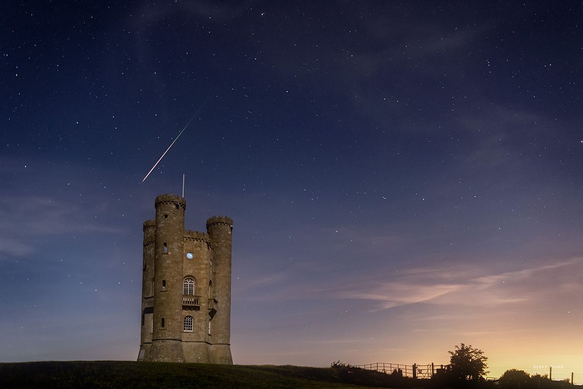 Perseid Meteor Over Broadway Tower