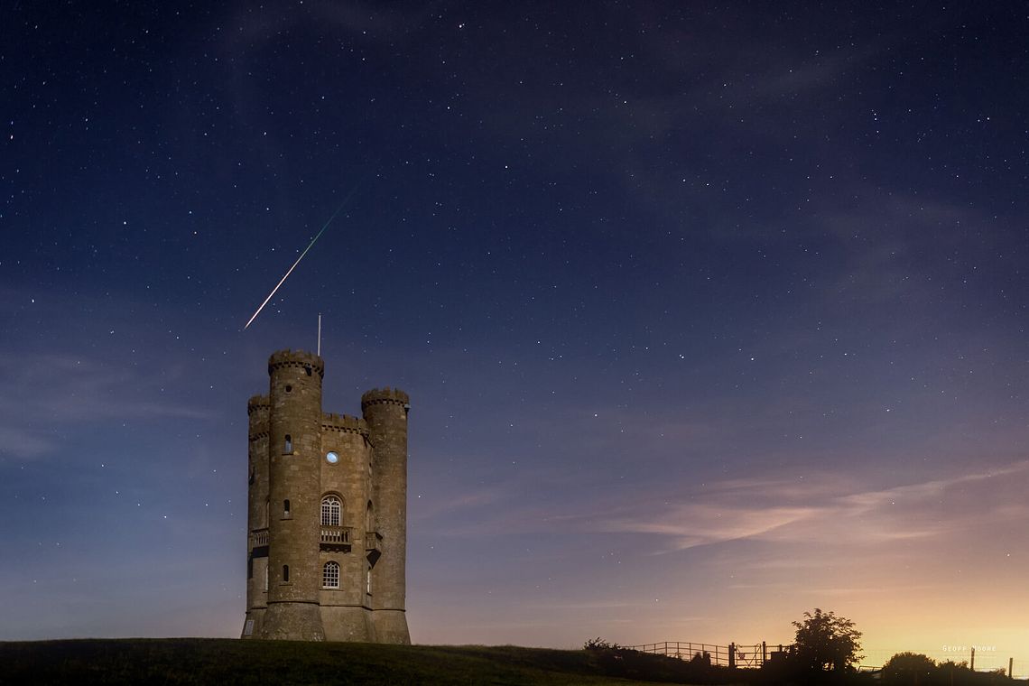 Perseid Meteor Over Broadway Tower