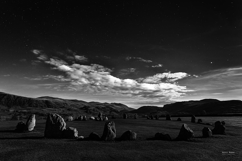 Castlerigg Stone Circle above lit by a full moon - Landscape Photography